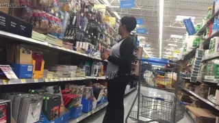 Short Black Milf with Bubble Butt in work pants