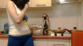 Best amateur Kitchen, Brunette porn scene