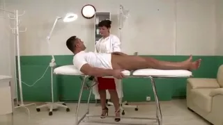 The doctor gives the patient