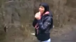 Nastka making ice cream in the bushes