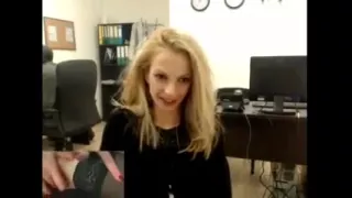 Hot blonde plays on cam at work