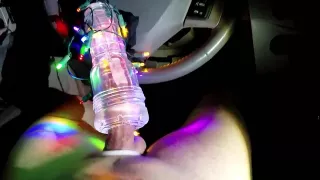 Christmas fleshlight cock milking in my car