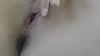 Girl play masturbate and fuck with hairbrush