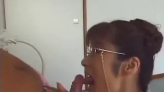 Japanese cock-suck cum-in-mouth swallow uncensored