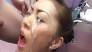 Japanese bukkake cum-in-mouth uncensored