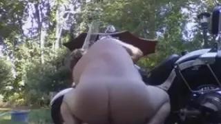 Sexy naked motorcycle dad
