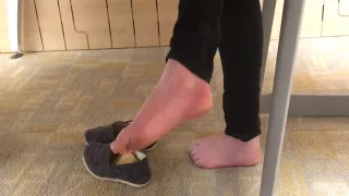 Candid student college feet in library