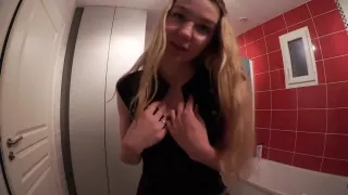 French college girl in bathroom
