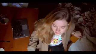 Selfie video : Ravishingly redhead home alone.