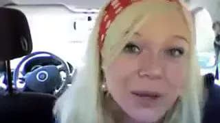 Norwegian blonde masturbating in her car
