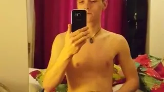 Twink strip wank and self-facial