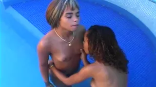 Horny Latina Lesbians in the Pool