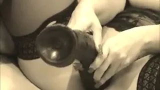 Huge dildo and vibrator fuck