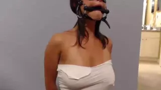 Cuffed blindfolded gagged
