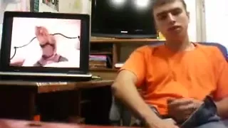 Russian guy jerking watching porn