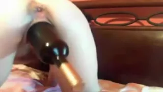 Anal and pussy bottle fucking