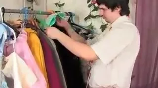 Russian milf in stockings seduces in dressingroom