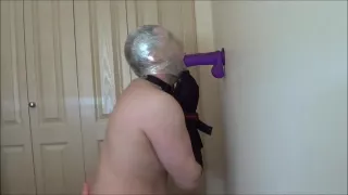 Plastic wrap sissy deepthroat