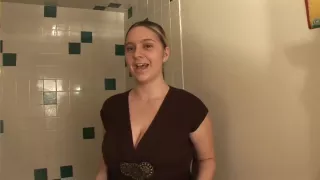 Mary takes a soapy shower