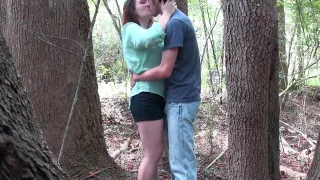 White Slut Amy Fucks In The Woods pt1