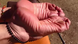 Wrinkled soles in the sun