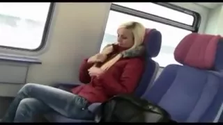 German blonde enjoys quickie on the train