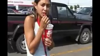 Asian college girl Girl takes in a huge white cock