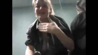 Blonde gym babe swallowing black load