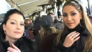 Cute Czech babes having fun in public places