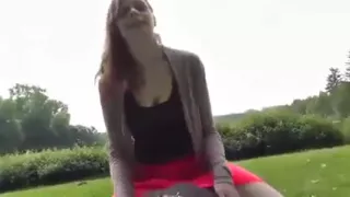 Germanteen get a nice creampie outdoor.