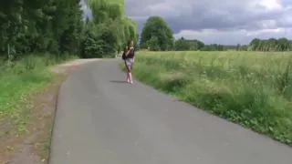 Pretty German girl in stockings fucked in the forest