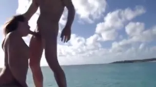 Brunette and sex on yacht