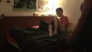 MILF catches her young man wanking