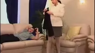 Russian bitch fucked in white pantyhose