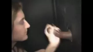 Amateur take BBC in the gloryhole for oral creampie