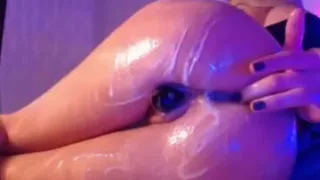 fingering tight big ass with dildo stuffed in pussy