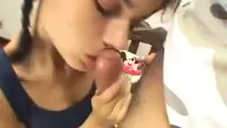 Loud pigtailed babe drilled in pussy and ass