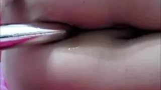 waxed cutie on orgasm denial fucks her ass with vibrator