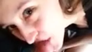 brunette college teen sucking cock pov