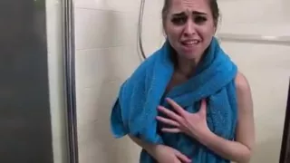 Brother Spies on Not Real Sister Taking Shower