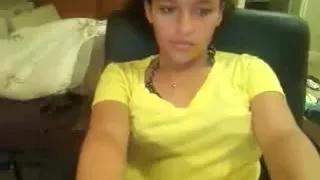 Nice caramel gal teases and fucks herself