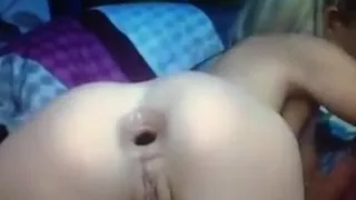 Stuffing Her Ass And Pussy With Lots Of Dildos And Balls