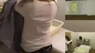 Slender Asian chick gets her hairy pussy massaged.