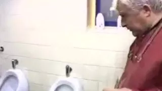 Hardcore sex in a public restroom.