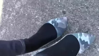 Camo flats and black socks