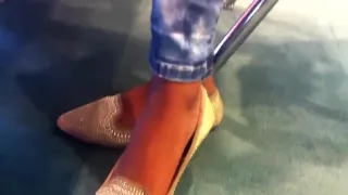 Candid ebony feet in flats pt