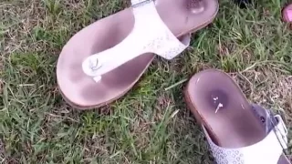 Candid girl Feet Outside