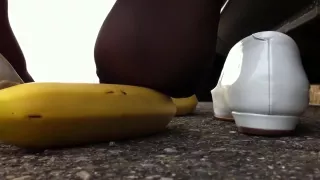 Crushing hard banana under my tires