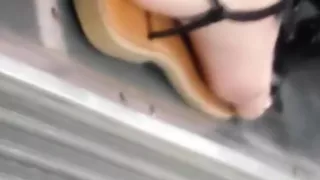 Hot girl girl feet on bus (Ashley)