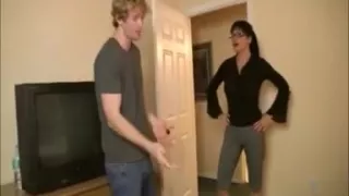 Brunette milf in glasses tugjob